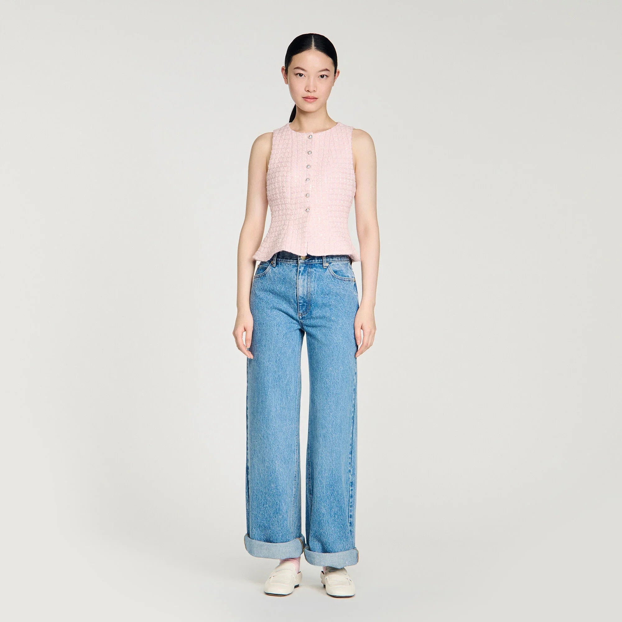 Demie Beaded Check Tweed Jacket Pink