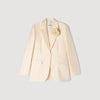 Myrella Satin Jacket With Flower Detail Cream