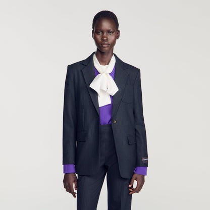 Victoire Wool Suit Jacket Navy Blue