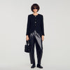 Luck Decorative Button Tweed Jacket Black