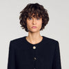 Luck Decorative Button Tweed Jacket Black