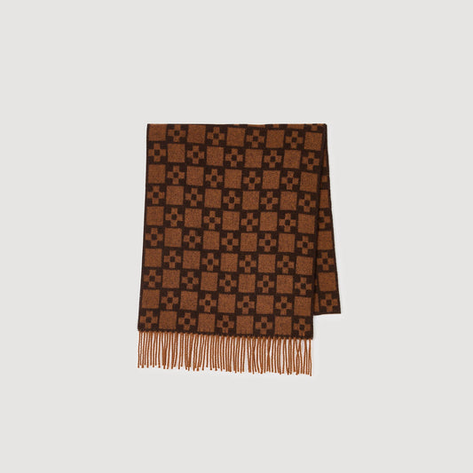 Square Cross Scarf Wool Scarf Cognac