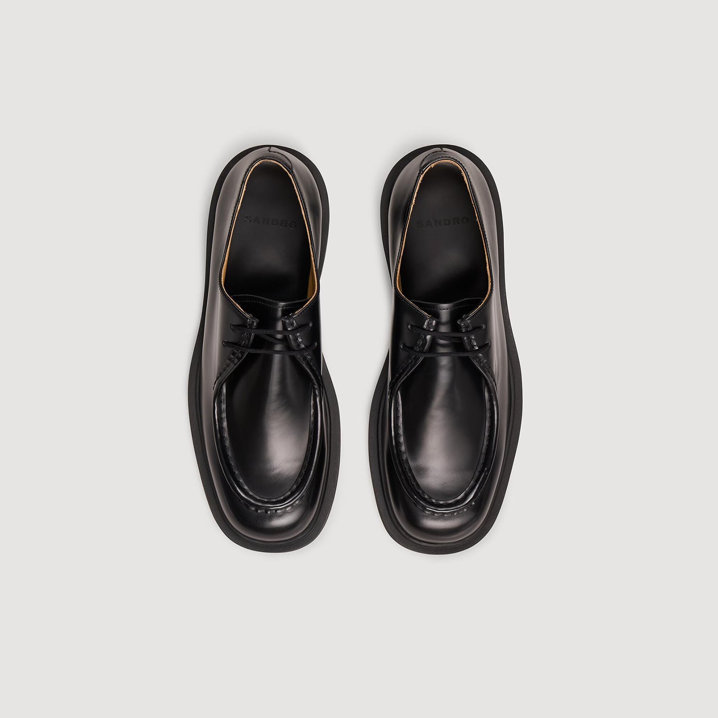 Moc Toe Patent Leather Derbies Black