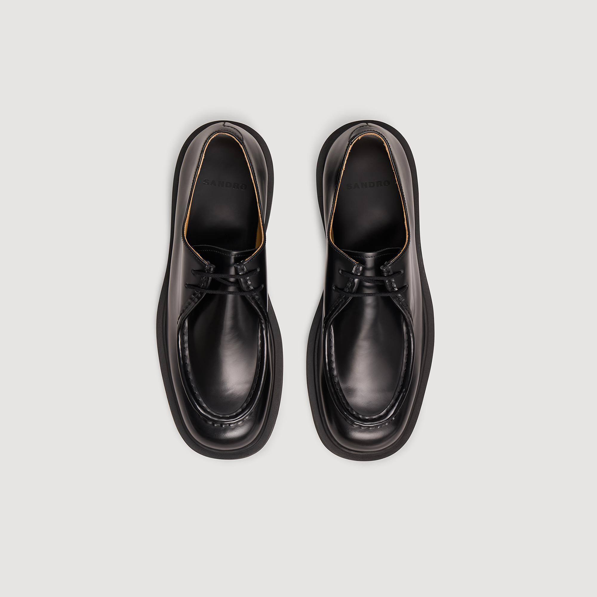 Moc Toe Patent Leather Derbies Black