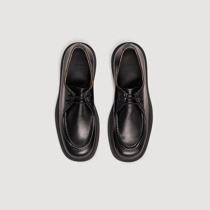 Moc Toe Patent Leather Derbies Black