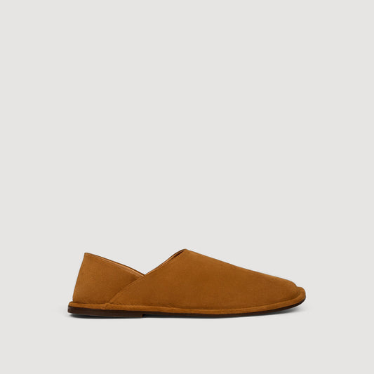 Suede Slipper Split Leather Slippers Cognac