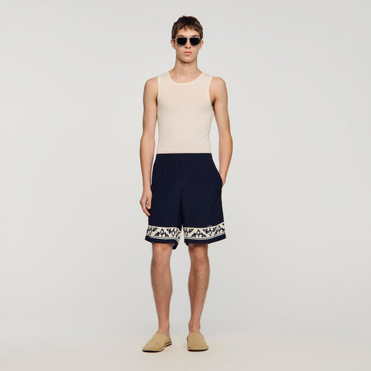 Amalfi Short Contrast Pattern Floaty Shorts Navy Blue