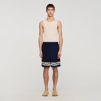 Amalfi Short Contrast Pattern Floaty Shorts Navy Blue