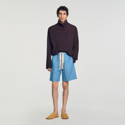 Rope Denim Shorts Faded cotton shorts Chambray