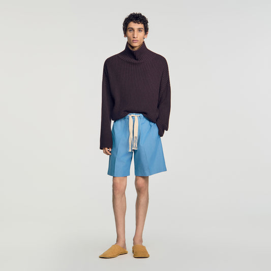 Rope Denim Shorts Faded cotton shorts Chambray