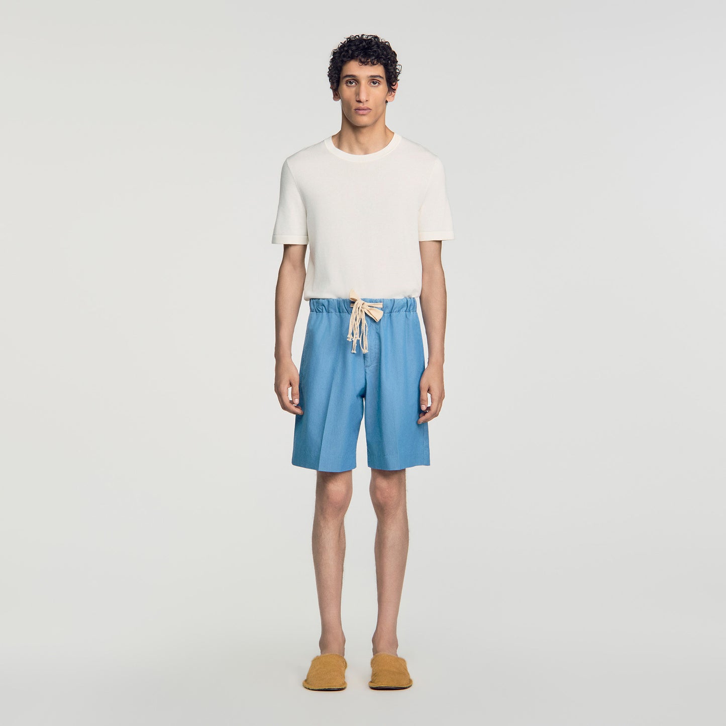 Rope Denim Shorts Faded cotton shorts Chambray