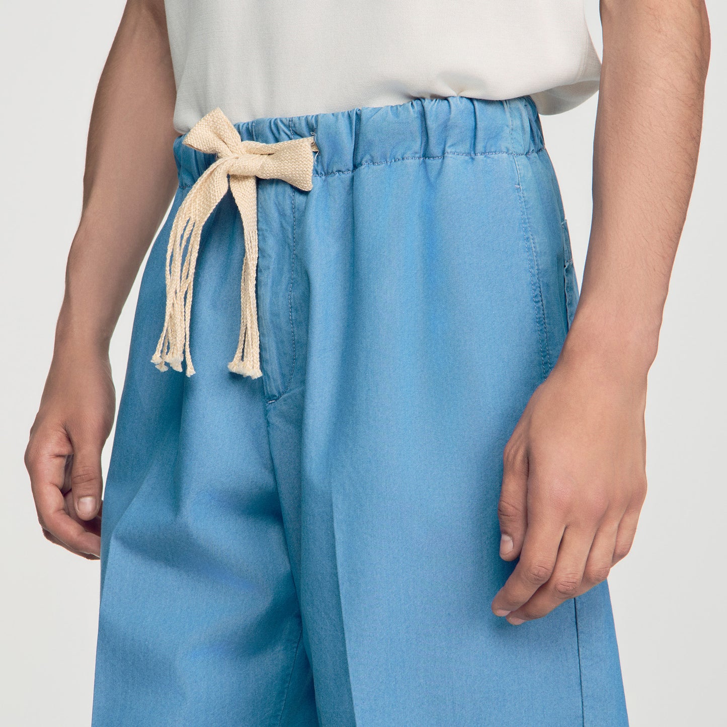 Rope Denim Shorts Faded cotton shorts Chambray