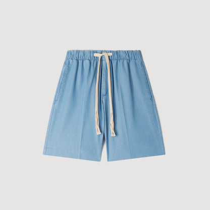 Rope Denim Shorts Faded cotton shorts Chambray