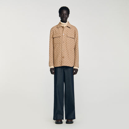 Cross Overshirt Square Cross Jacquard Overshirt Camel