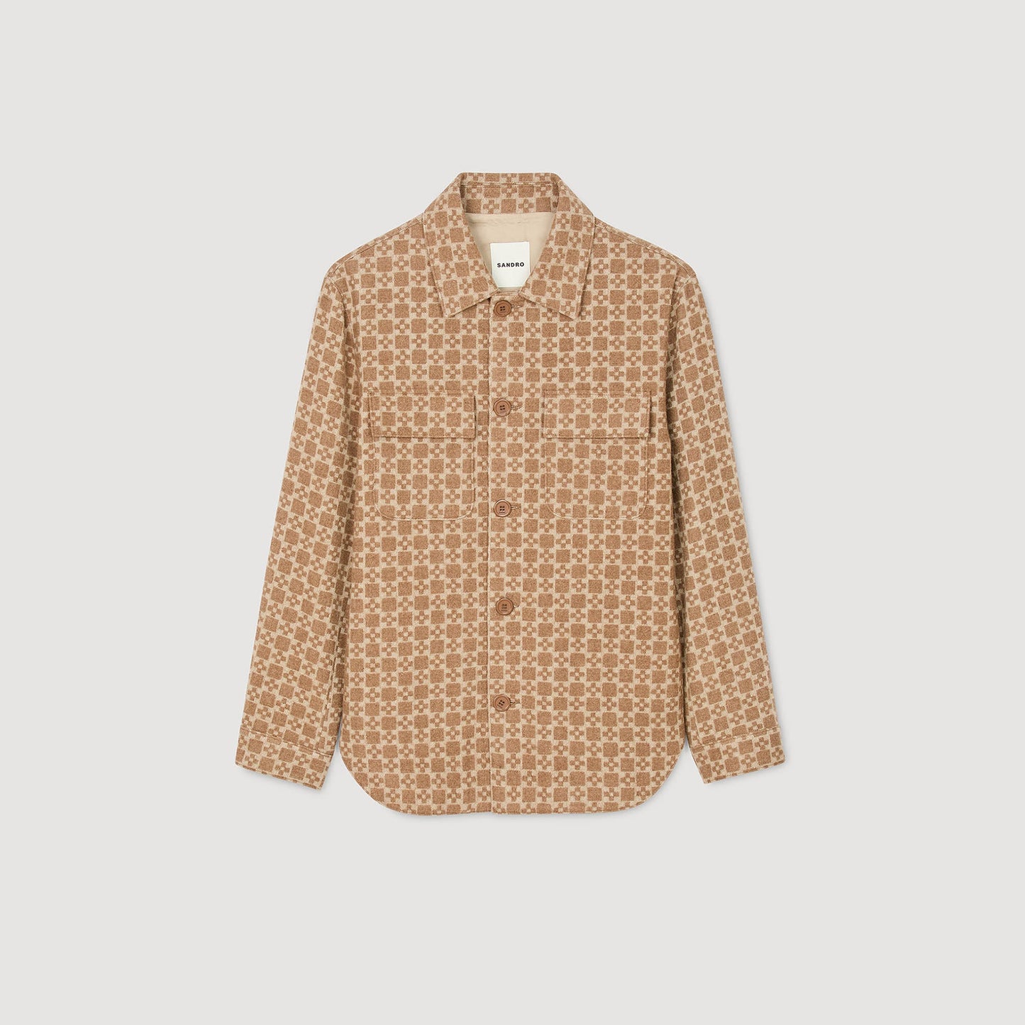 Cross Overshirt Square Cross Jacquard Overshirt Camel