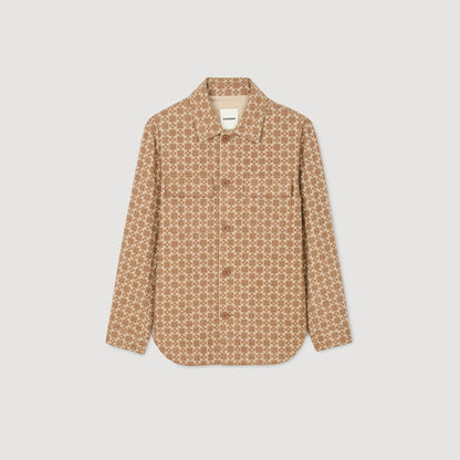 Cross Overshirt Square Cross Jacquard Overshirt Camel