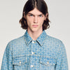 Cross Sanded Trucker Square Cross Denim Jacket SKY BLUE