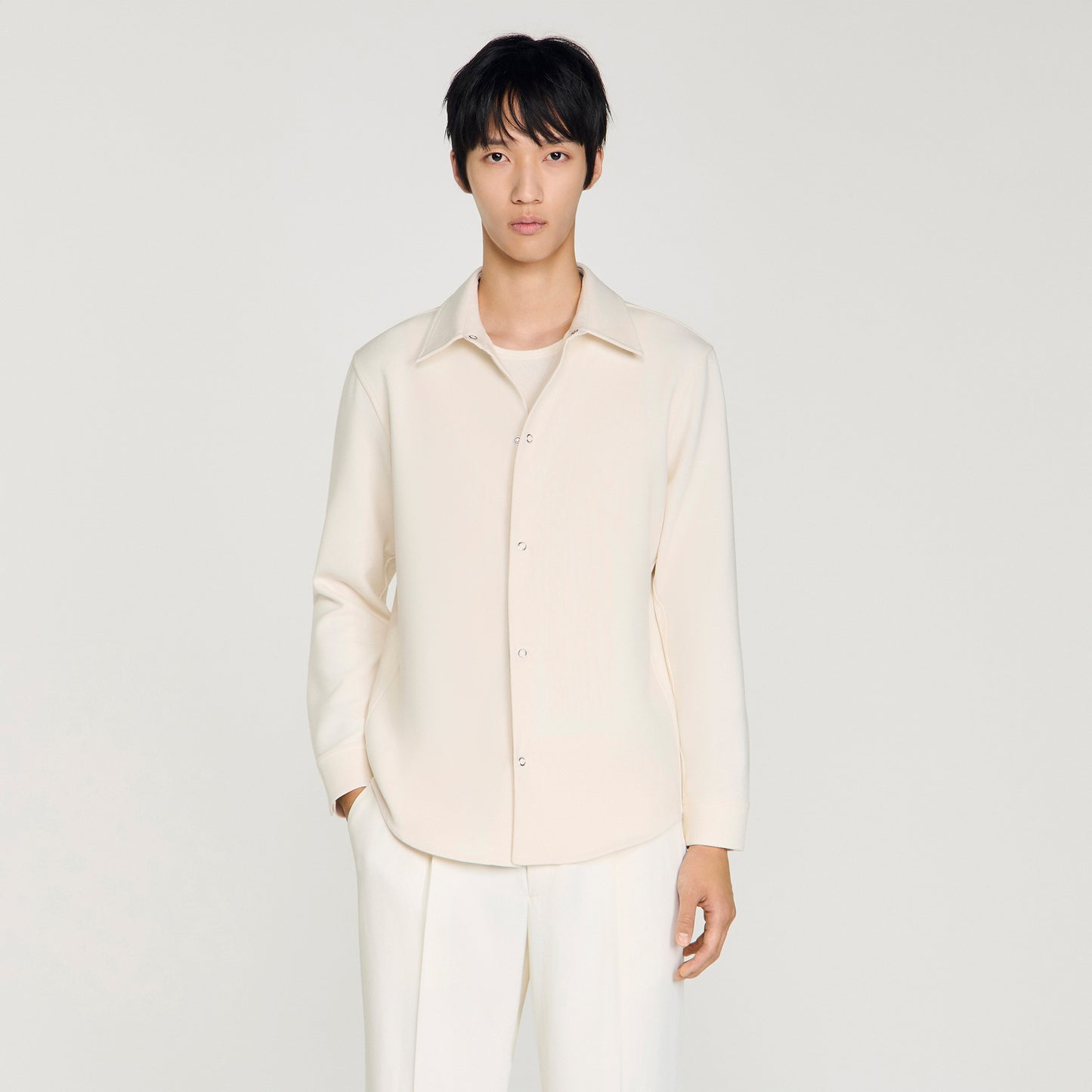 Joker Minimal Long-Sleeved Jersey Shirt Ecru