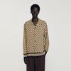 Square Cross Ml Printed Loose-Fit Shirt Beige