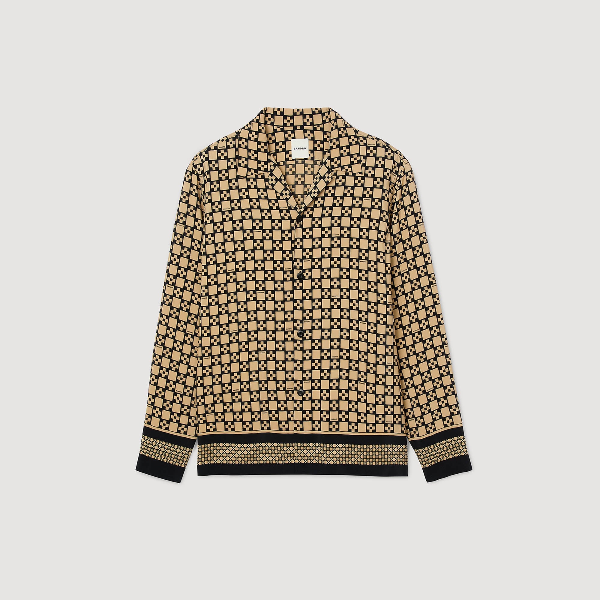 Square Cross Ml Printed Loose-Fit Shirt Beige