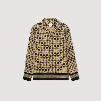 Square Cross Ml Printed Loose-Fit Shirt Beige