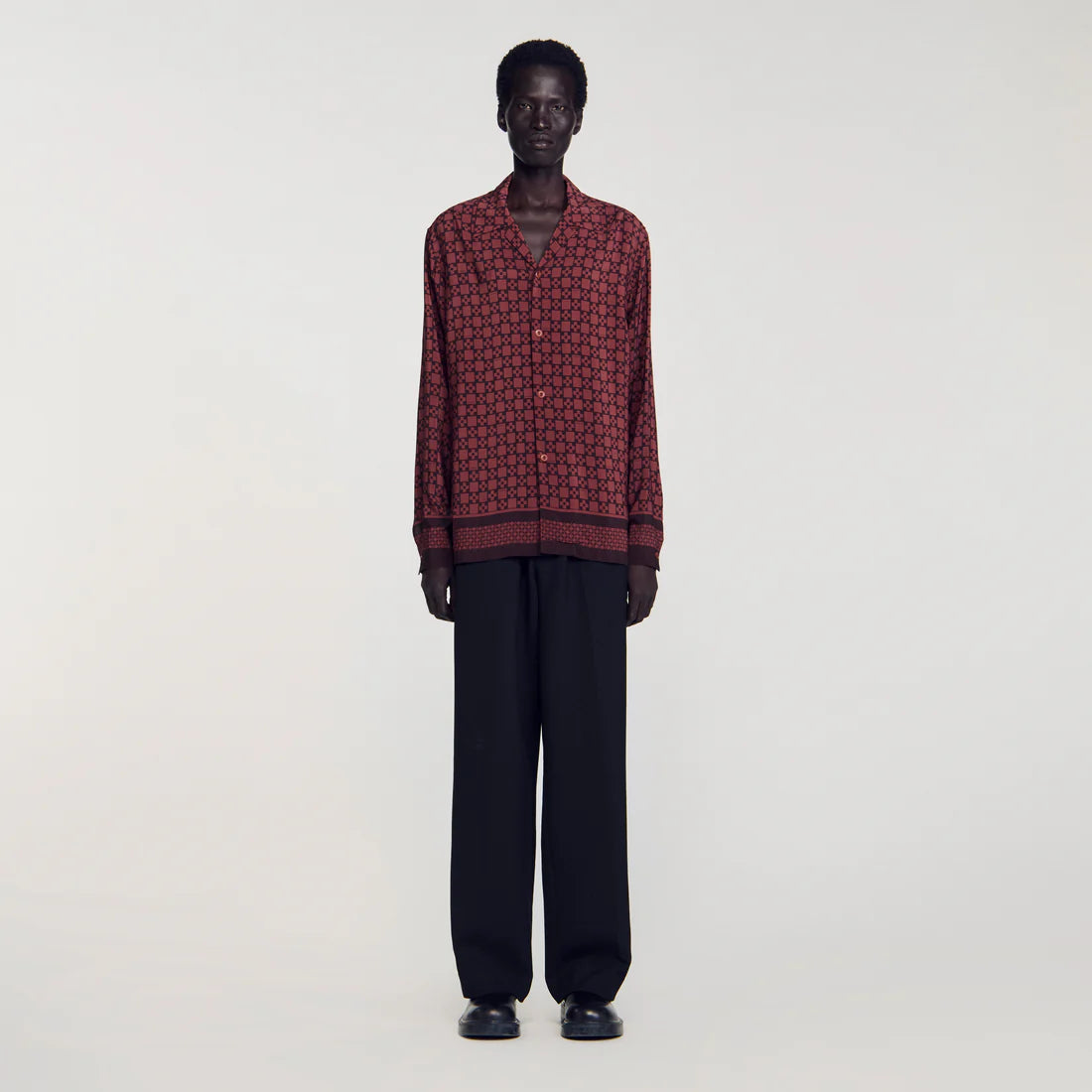 Square Cross Ml Printed Loose-Fit Shirt Cognac