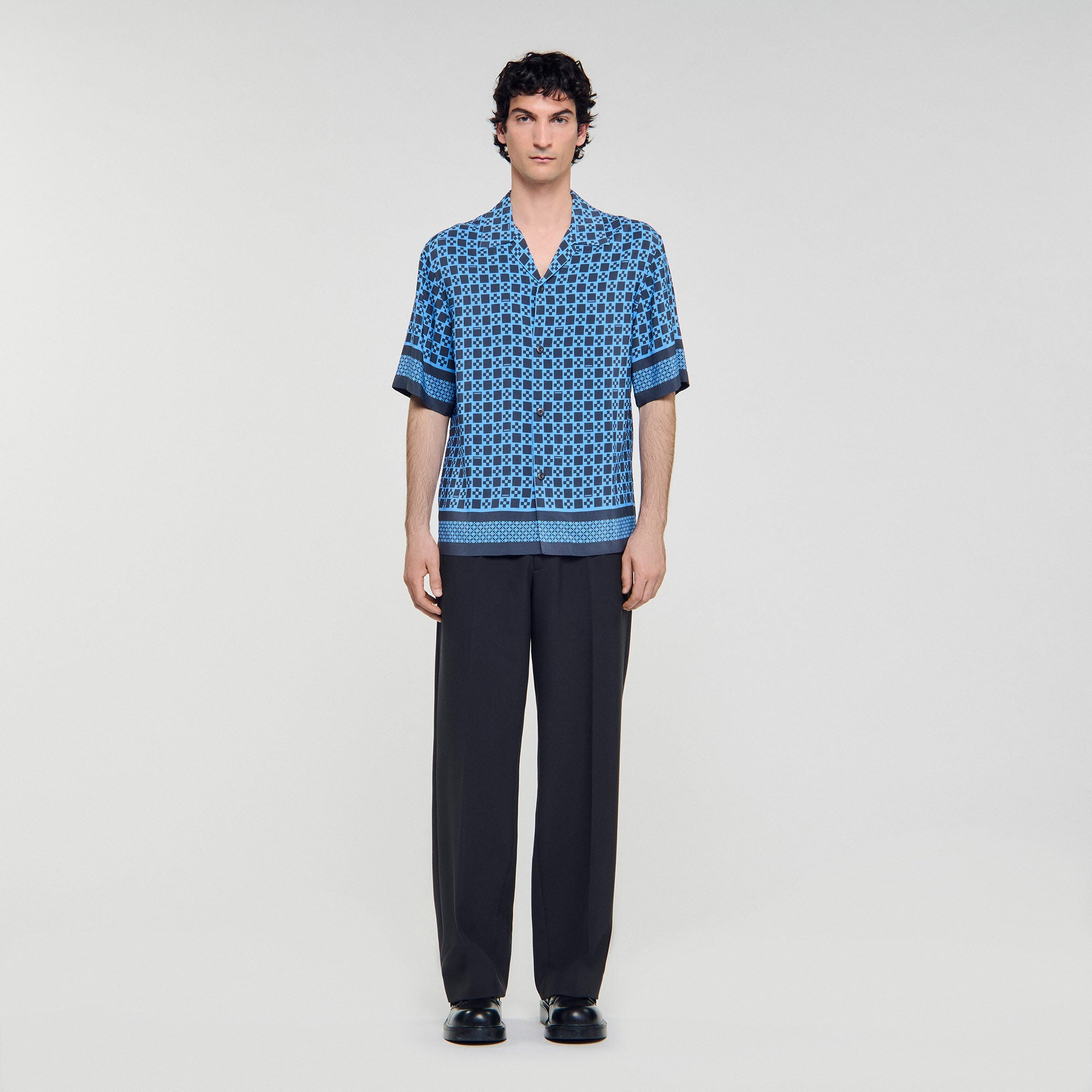 Cross Mc Square Cross Motif Flowing Blouse Sky Blue