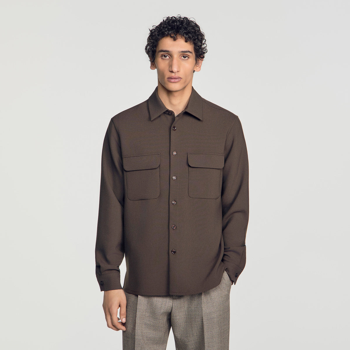 Joker Pocket Shirt with patch pockets Dark Taupe