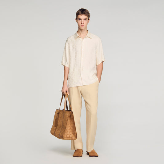 Jacquard Cross Shirt Mc Square Cross Loose-Fit Shirt White