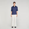 Jacquard Cross Shirt Mc Square Cross Loose-Fit Shirt Navy Blue
