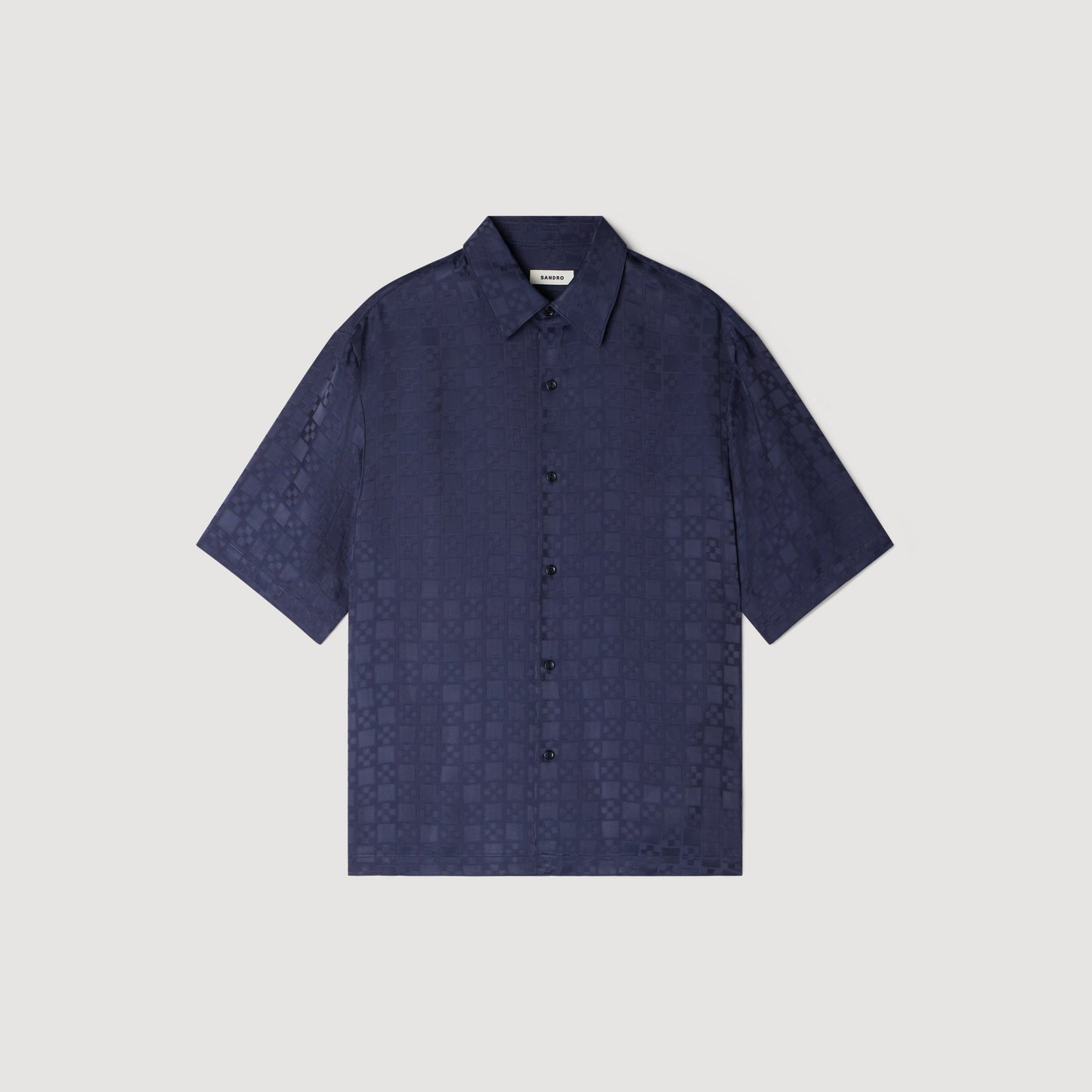 Jacquard Cross Shirt Mc Square Cross Loose-Fit Shirt Navy Blue