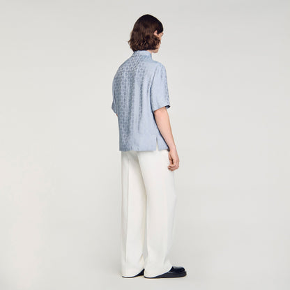 Jacquard Cross Shirt Mc Square Cross Loose-Fit Shirt Chambray