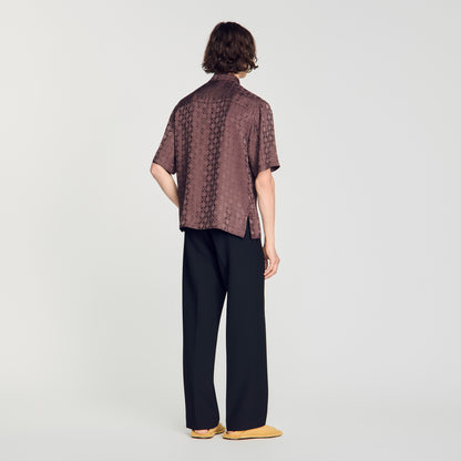 Jacquard Cross Shirt Mc Square Cross loose-fit shirt Chocolate