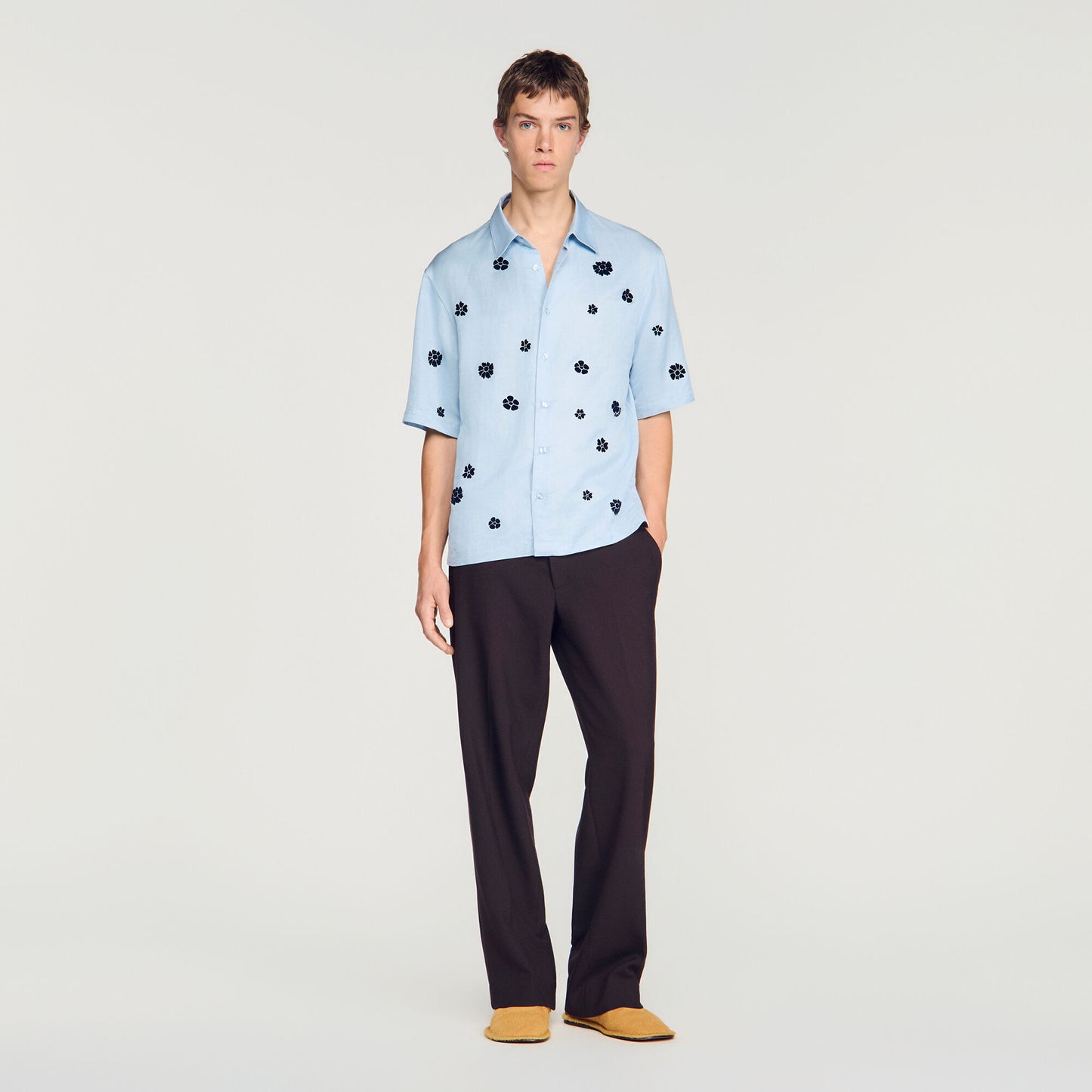 Velvet Flowers Mc  Shirt Sky Blue
