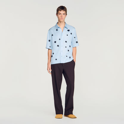 Velvet Flowers Mc  Shirt Sky Blue