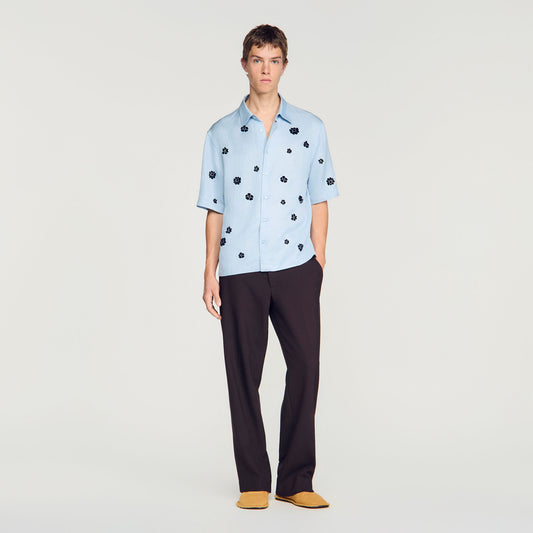 Velvet Flowers Mc  Shirt Sky Blue