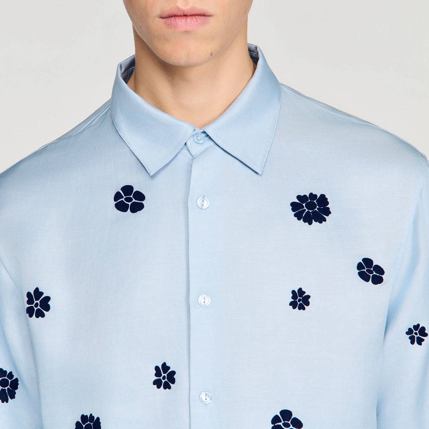 Velvet Flowers Mc  Shirt Sky Blue