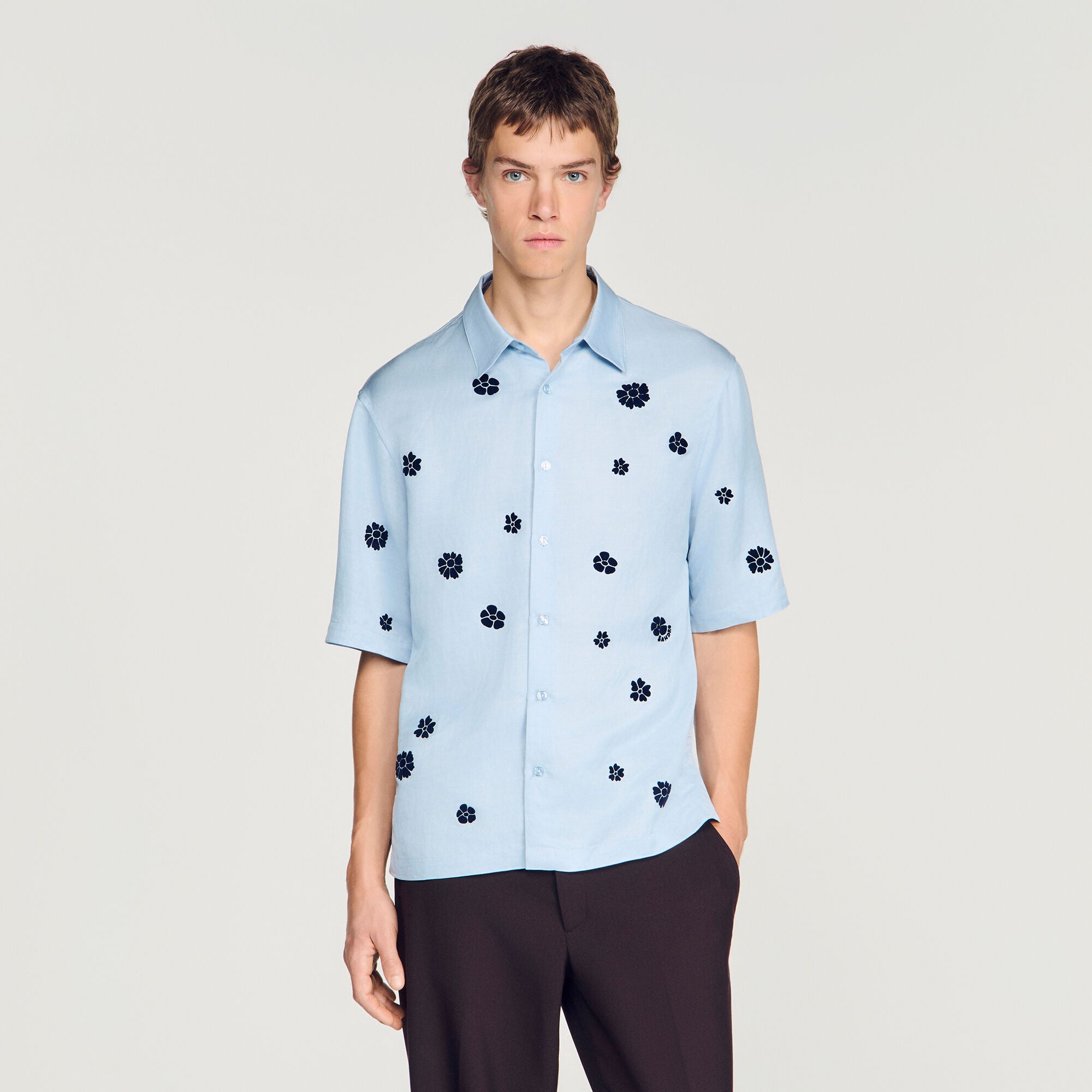 Velvet Flowers Mc  Shirt Sky Blue