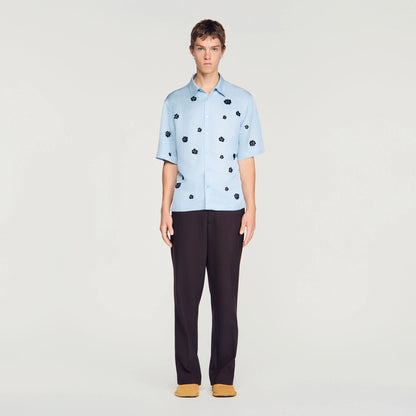 Velvet Flowers Mc  Shirt Sky Blue