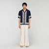 Amalfi Shirt Mc Contrast Print Loose-Fit Shirt Navy Blue