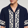Amalfi Shirt Mc Contrast Print Loose-Fit Shirt Navy Blue