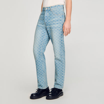 Regular Sanded Cross Regular-Fit Square Cross Jeans SKY BLUE