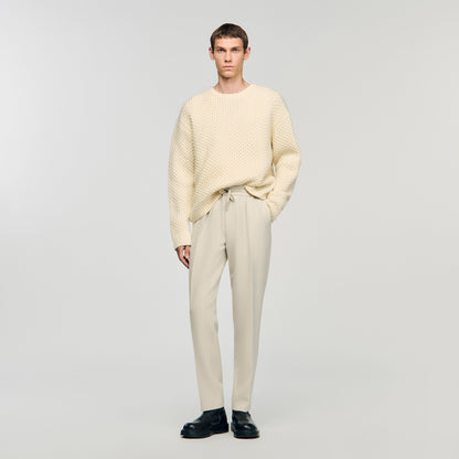 Jersey Pli Elasticated Straight-Leg Trousers Putty