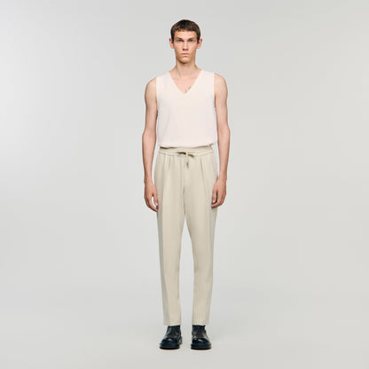 Jersey Pli Elasticated Straight-Leg Trousers Putty