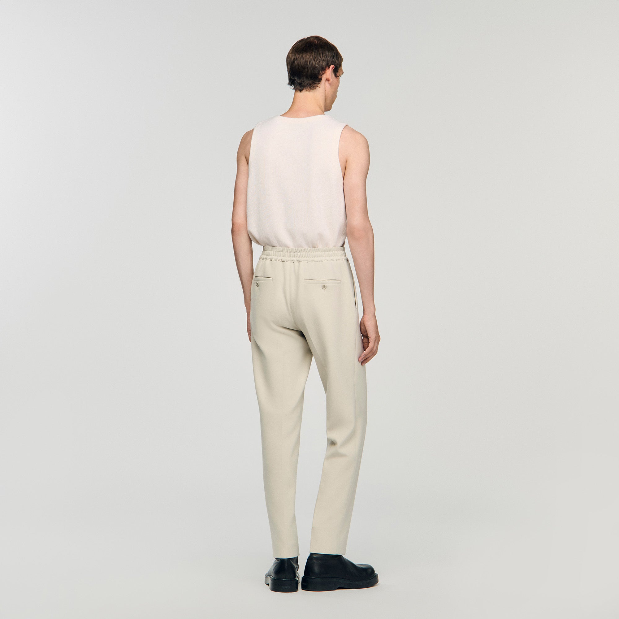 Jersey Pli Elasticated Straight-Leg Trousers Putty