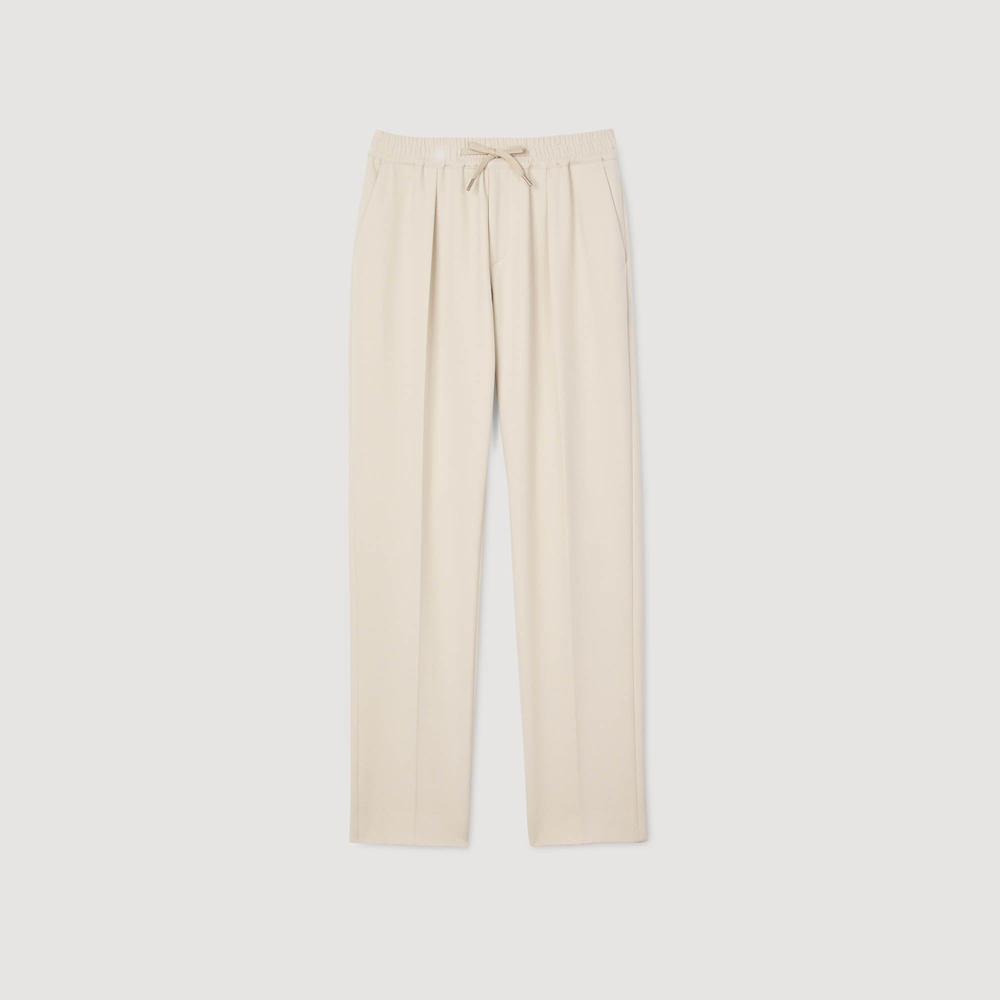 Jersey Pli Elasticated Straight-Leg Trousers Putty
