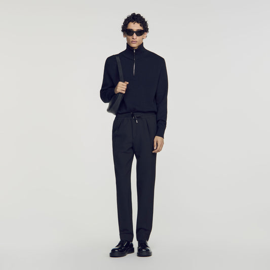 Jersey Pli  Elastic waist Trousers Black