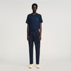 Jersey Pli Elasticated Straight-Leg Trousers Navy Blue