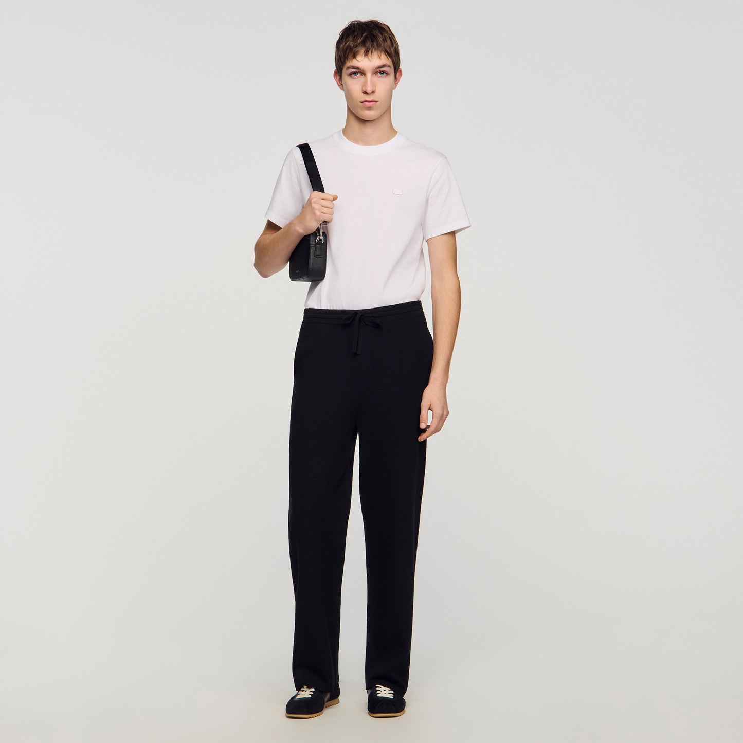 Regular Home Patch Knit Jogging Bottoms Black