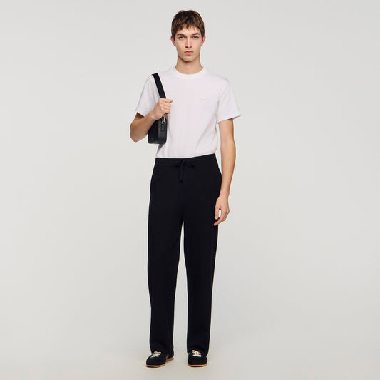 Regular Home Patch Knit Jogging Bottoms Black